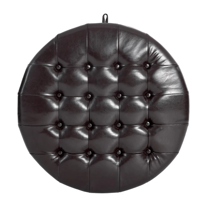 Elegant Round Storage Ottoman with Tufted Chenille and Removable Lid, Versatile Coffee Table for Living Room, 28'' L x 28" W x 16.5" H, Dark Brown