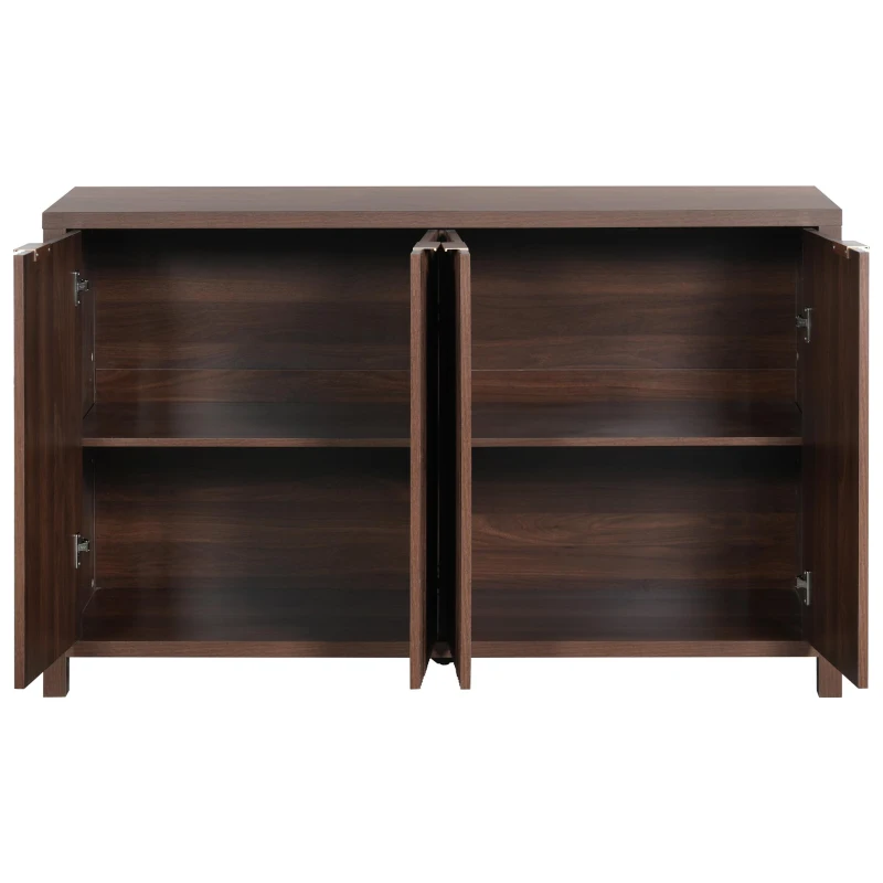 Elegant Fluted Buffet Cabinet with Sculpted Doors, Farmhouse Storage Sideboard for Kitchen Dining Living Room, 55" L × 15.5" W × 33" H, Brown