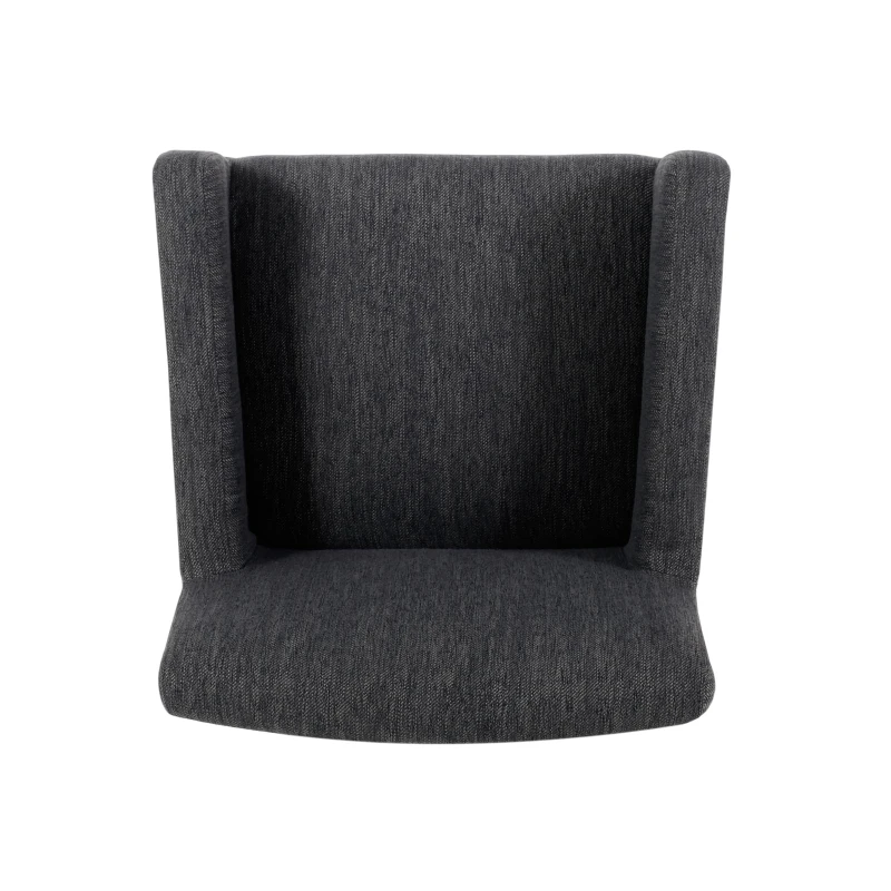 Modern Upholstered Counter Stool with Rounded Armrests, Soft Kitchen Stool with Rubberwood Frame, 23.5'' L x 23.5" W x 39.5" H, Charcoal