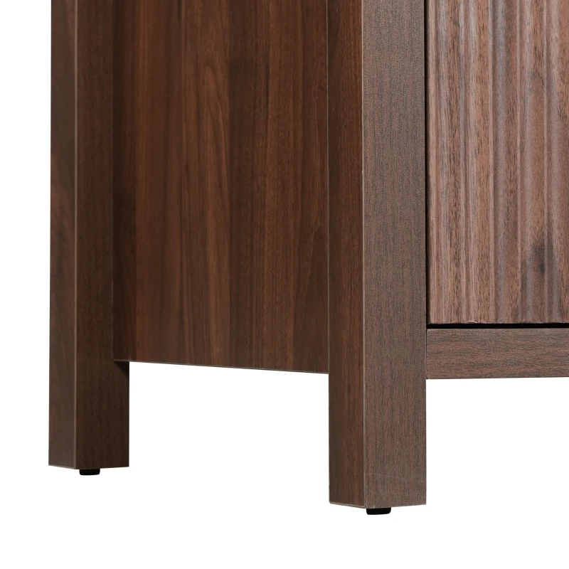 Elegant Fluted Buffet Cabinet with Sculpted Doors, Farmhouse Storage Sideboard for Kitchen Dining Living Room, 55" L × 15.5" W × 33" H, Brown