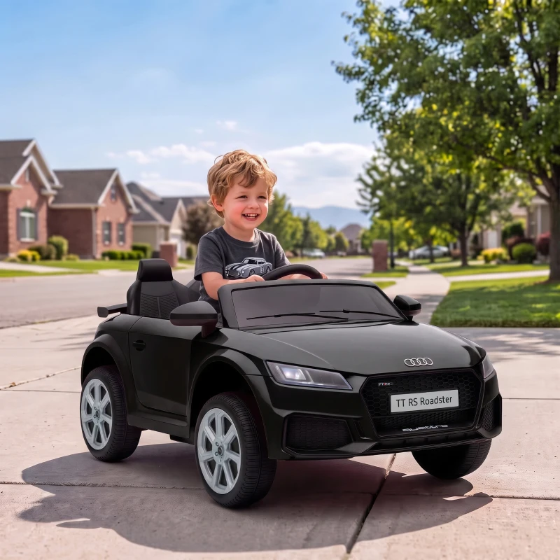 Qaba 12V Ride on Car for Kids, Audi TT RS Licensed Electric Car with Remote Control, Dual Motors, for 2-3 Years, Black
