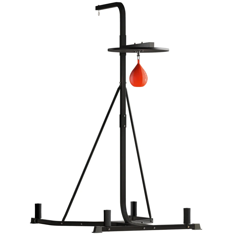 Soozier 2-in-1 Punching Bag Stand, Adjustable Height Heavy Bag Stand with Weighted Base and Speed Bag for Home, Black