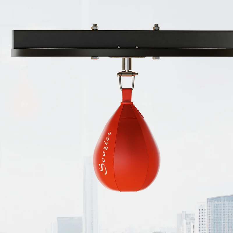 Soozier 2-in-1 Punching Bag Stand, Adjustable Height Heavy Bag Stand with Weighted Base and Speed Bag for Home, Black