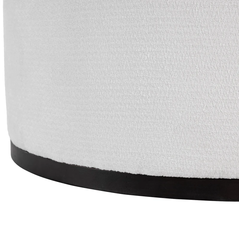 Elegant Round Storage Ottoman with Tufted Chenille and Removable Lid, Versatile Coffee Table for Living Room, 28'' L x 28" W x 16.5" H, White