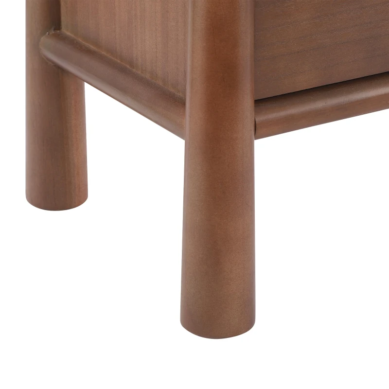 Modern Nightstand Set of 2 with 2 Drawers, Wooden Bedside Storage Tables with Signature Rounded Legs, 23.5'' L x 15.5'' W x 23.5'' H, Brown