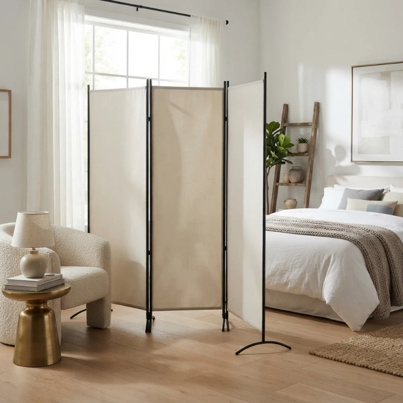 HOMCOM 6' 3 Panel Room Divider, Indoor Privacy Screen for Home, Beige