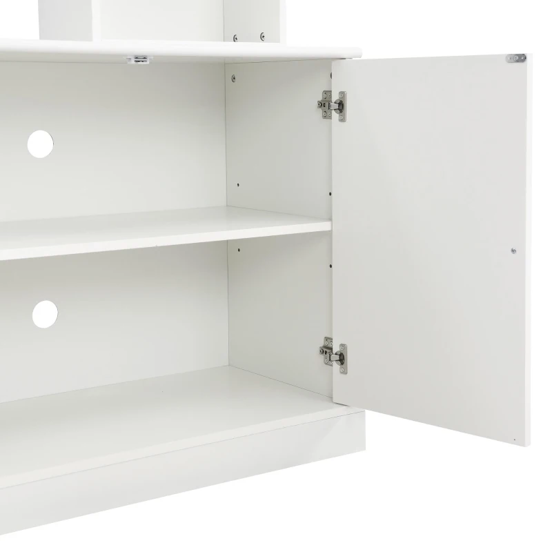Rustic Farmhouse Entertainment Centre with 7 Adjustable Shelves, Modern TV Wall Unit with Panelled Doors, 95.5'' L x 15.5'' W x 76.5'' H, White