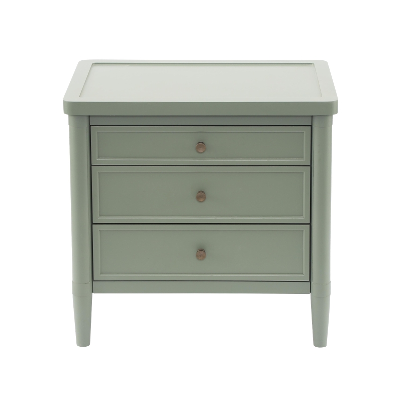 Modern Farmhouse Nightstand Set of 2 with 3 Storage Drawers, Wooden Bedside End Tables with Tapered Legs, 23.5'' L x 15.5'' W x 24.5'' H, Green