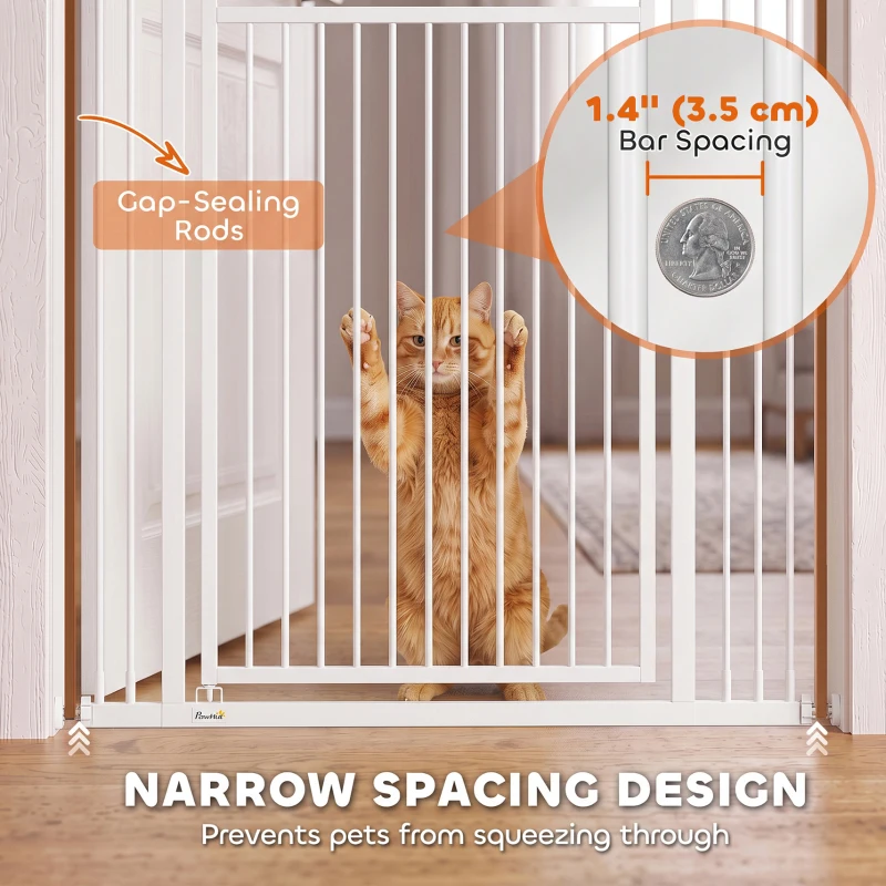 PawHut 71" Extra Tall Cat Gate,  29"-39" Wide Pet Gate with No Drilling, Narrow Spacing, Pull-Ring Latch, 2 Extension Kits