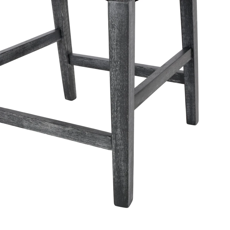 Modern Upholstered Counter Stool Set of 2 with Rounded Armrests, Comfortable Breakfast Bar Stool for Kitchen, 24'' L x 23" W x 39.5" H, Charcoal