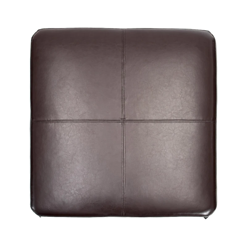 Modern Large Square Ottoman with PU Leather and Hidden Storage, Versatile Coffee Table for Living Room, 30.5'' L x 30.5" W x 17.5" H, Dark Brown