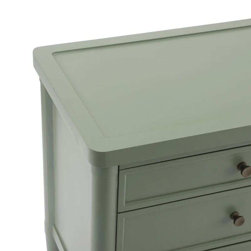 Modern Farmhouse Nightstand Set of 2 with 3 Storage Drawers, Wooden Bedside End Tables with Tapered Legs, 23.5'' L x 15.5'' W x 24.5'' H, Green