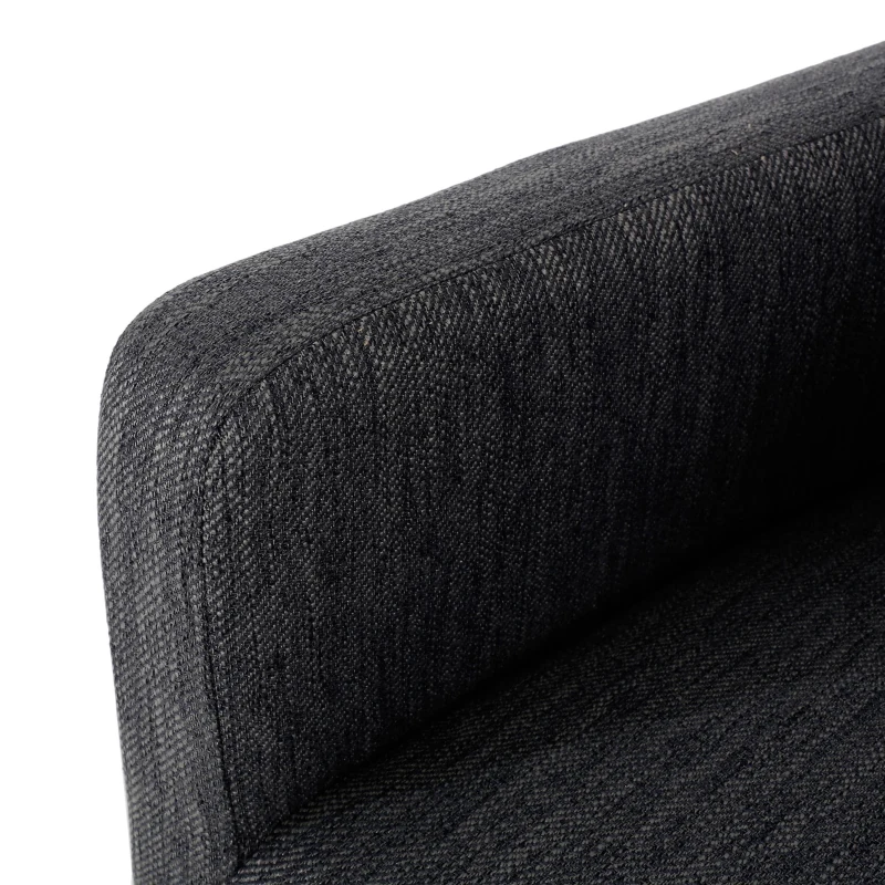 Modern Upholstered Counter Stool with Rounded Armrests, Soft Kitchen Stool with Rubberwood Frame, 23.5'' L x 23.5" W x 39.5" H, Charcoal