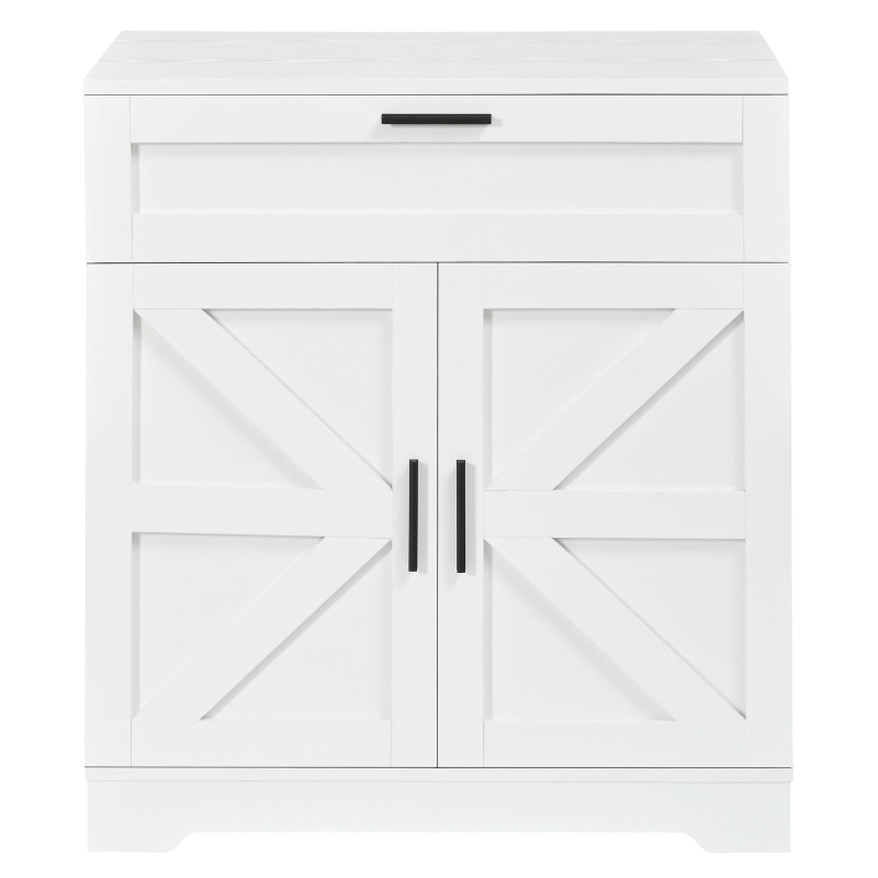 Versatile 3-in-1 Flip Top Makeup Vanity Cabinet with LED Lighted Mirror, Rustic Dressing Table for Bedroom, 26.5'' L x 19.5" W x 29.5" H, White