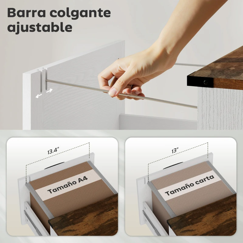 HOMCOM Vertical Storage Drawers Farmhouse X Pattern Printer Stand Fits Letter Files 4 Drawers White