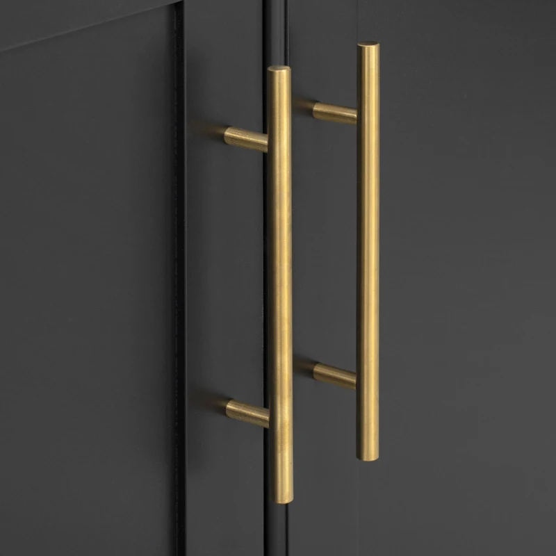 Vintage Kitchen Island with Trash Storage and Organizers, Versatile Rolling Cart with Power Outlet and Spice Rack, 59'' L x 29.5" W x 35.5" H, Black