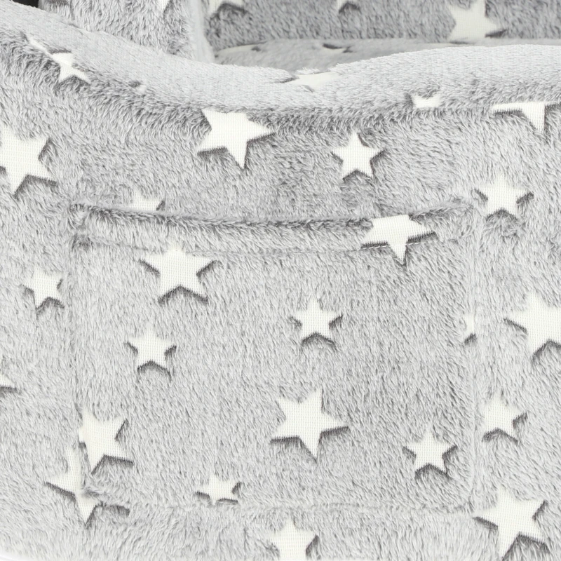 Qaba Kids Couch, 2 in 1 Toddler Couch with Glow in the Dark Stars, Sit to Lie, Ready from Box for Bedroomfor 18-48 M, Grey