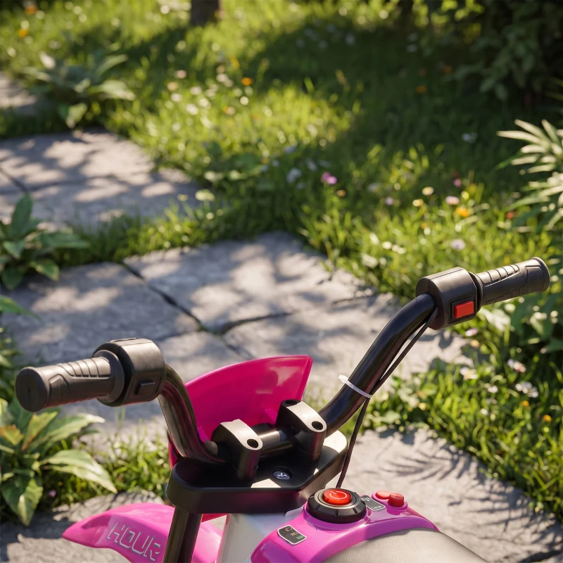 Aosom 12V Kids Motorcycle with Dual Motors, Training Wheels, Rear Suspension, Soft Start, Max Speed 5 MPH, for 3-6 Years, Pink