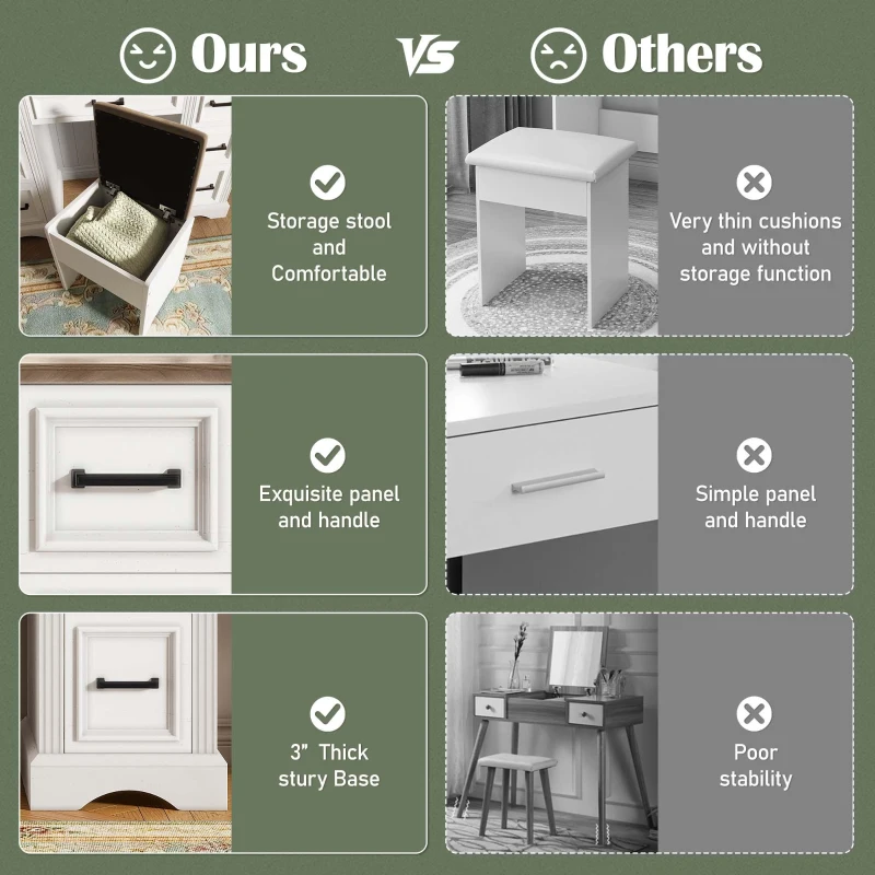 Farmhouse Dressing Vanity Desk with Sliding 3-Colour LED Mirror, Modern Makeup Table Unit with 9 Drawers, 47'' L x 15.5'' W x 55'' H, Brown+White