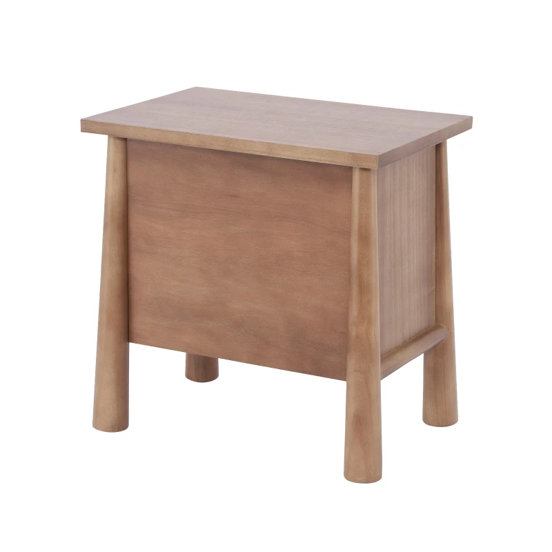 Modern Nightstand with 2 smooth-gliding drawers, Wooden Bedside Storage Table with Signature Rounded Legs, 23.5'' L x 15.5'' W x 23.5'' H, Brown