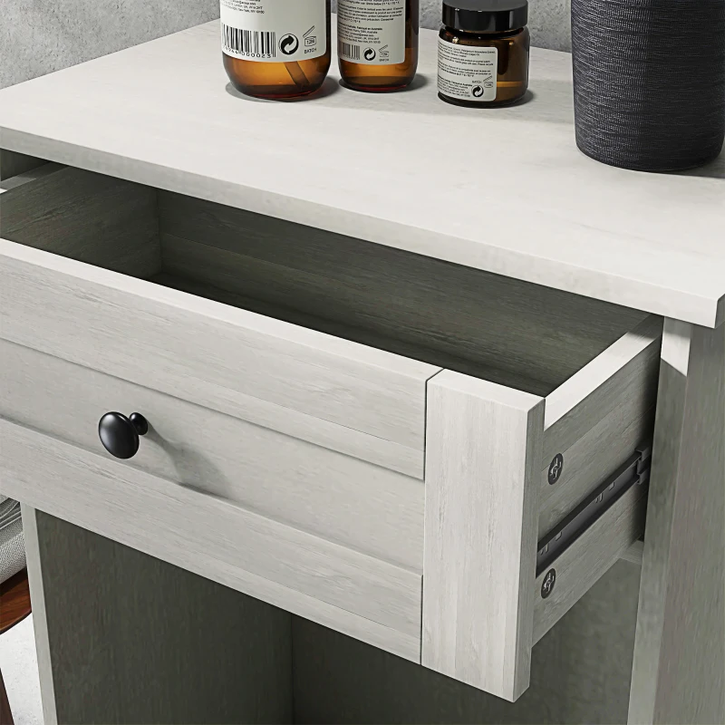 HOMCOM Kitchen Tilt Out Trash Bin Cabinet Free Standing Storage Cabinet with Drawer, Light Gray