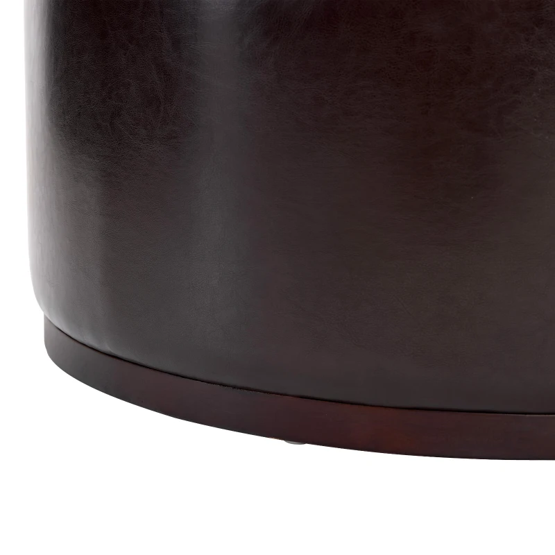 Elegant Round Storage Ottoman with Tufted Chenille and Removable Lid, Versatile Coffee Table for Living Room, 28'' L x 28" W x 16.5" H, Dark Brown