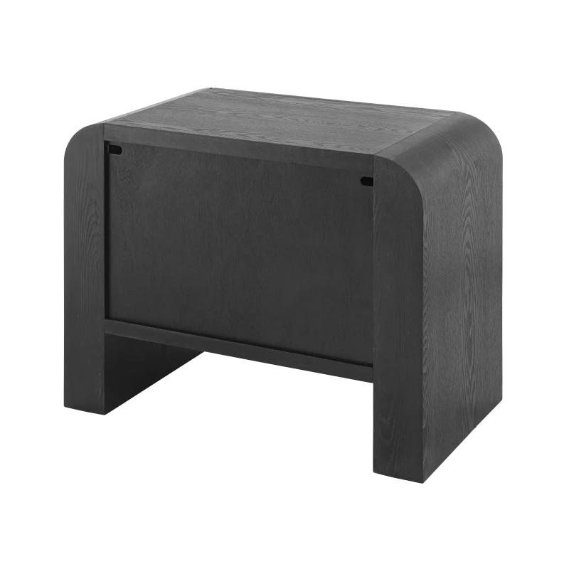 Minimalist Modern Nightstand with Black Metal Handles, Wooden Bedside Storage Table for Bedroom, 28.5'' L x 15.5'' W x 23.5'' H, Black