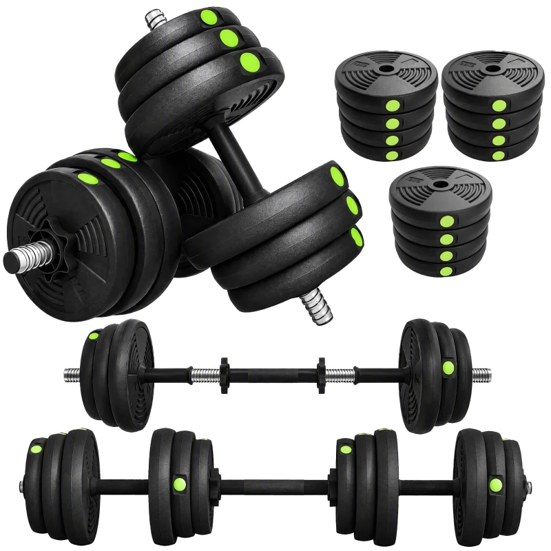 Soozier 55LBS 4-in-1 Adjustable Barbell & Dumbbells Set, Weights Set with Non-slip Handles for Men and Women Home Gym Training