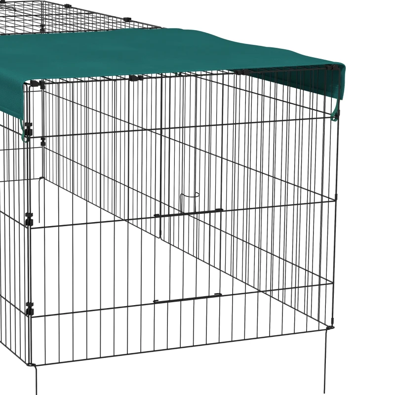 PawHut Small Animal Cage with Roof, Indoor/Outdoor Use, for Chicken, Rabbits, Chinchillas, 87" x 34" x 28", Green