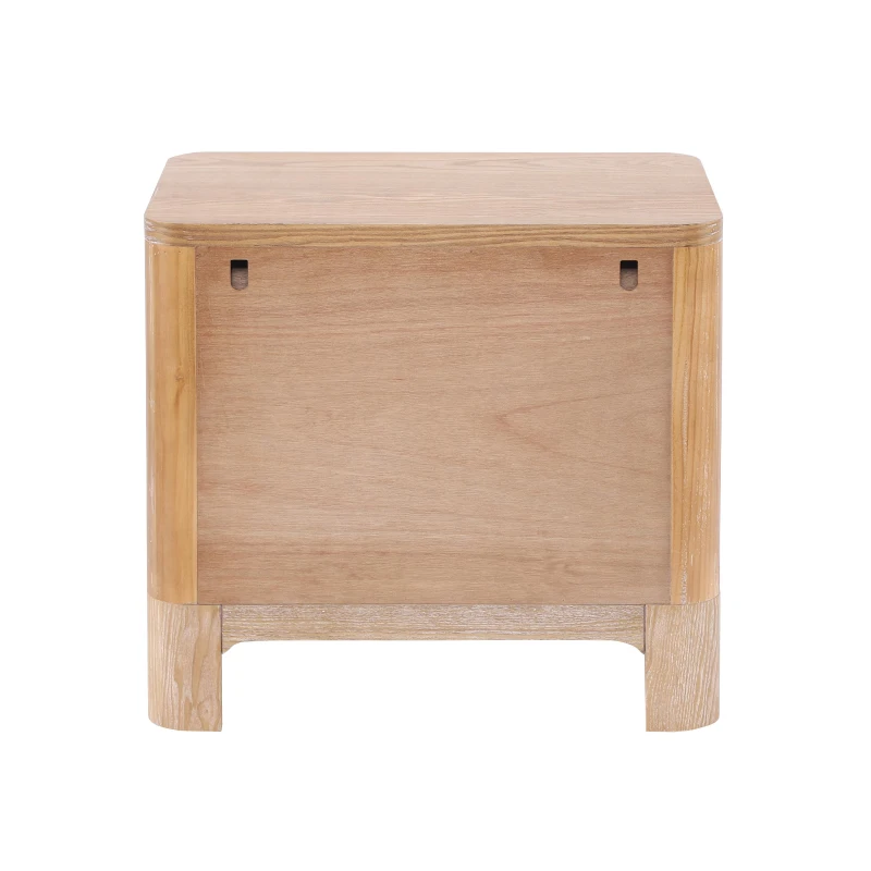 Modern Nightstand with 2 Drawers, Rounded Corners and Gold Handles, Versatile Storage Cabinet for Bedroom, 23.5'' L x 15.5" W x 22.5" H, Natural