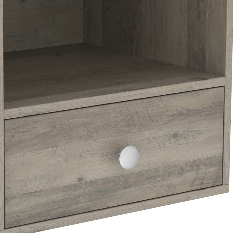 HOMCOM Floating Bedside Tables Set of 2 with Drawer, Open Storage and White Marble Effect Top for Bedroom, Natural