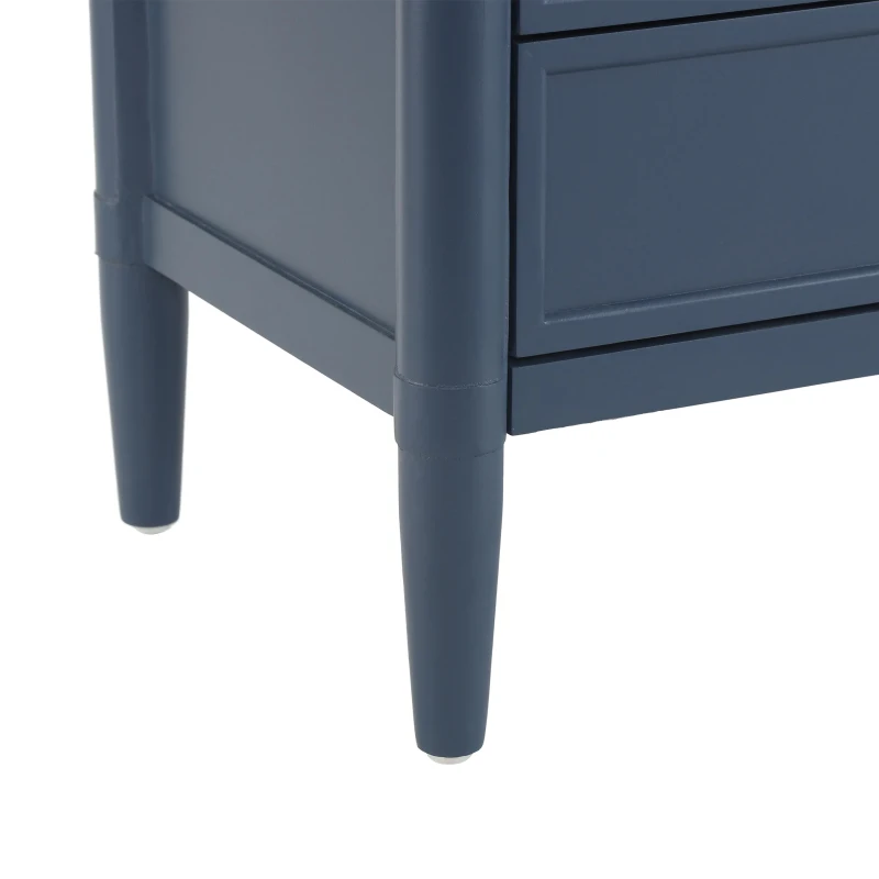 Modern Farmhouse Nightstand Set of 2 with 3 Storage Drawers, Wooden Bedside End Tables with Tapered Legs, 23.5'' L x 15.5'' W x 24.5'' H, Blue