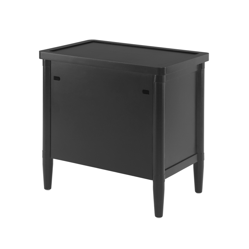 Modern Nightstand with 3 Drawers and Brass Handles, Chic Storage Cabinet with Solid Wood Frame, 23.5'' L x 15.5" W x 24.5" H, Black