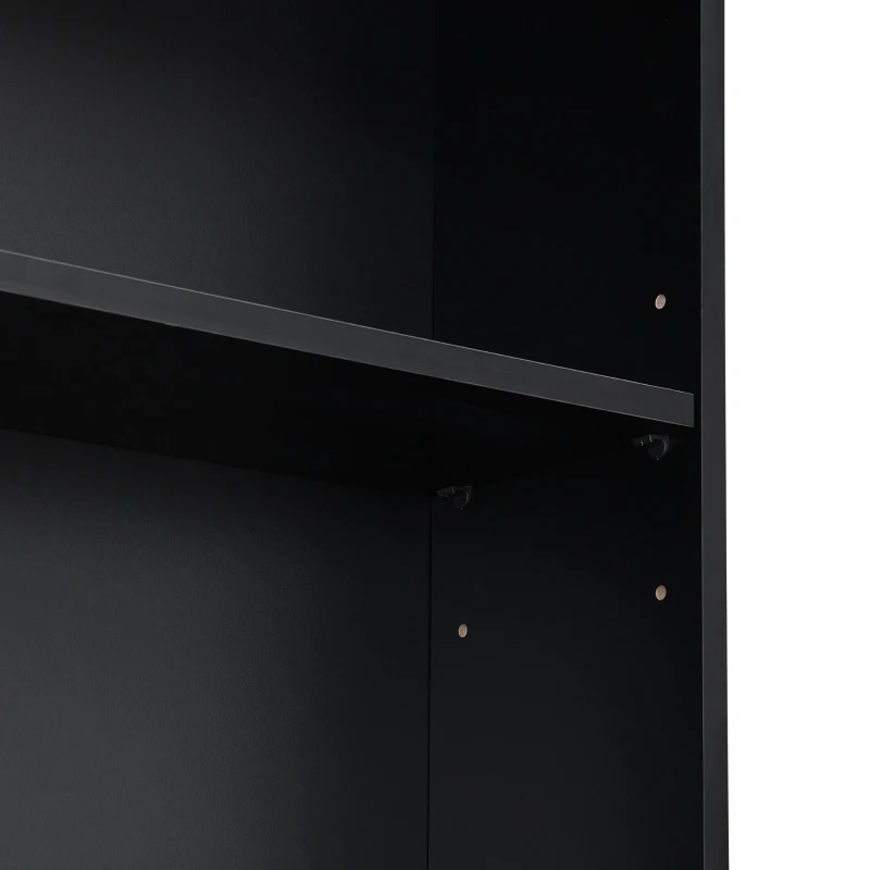 Mid-Century Entertainment Centre with 7 Adjustable Shelves, 4-Piece TV Wall Unit Console with 6 Cable Holes, 95.5'' L x 15.5'' W x 76.5'' H, Black