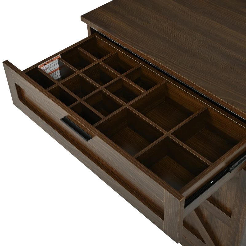 Versatile 3-in-1 Flip Top Makeup Vanity Cabinet with LED Lighted Mirror, Rustic Dressing Table for Bedroom, 26.5'' L x 19.5" W x 29.5" H, Walnut