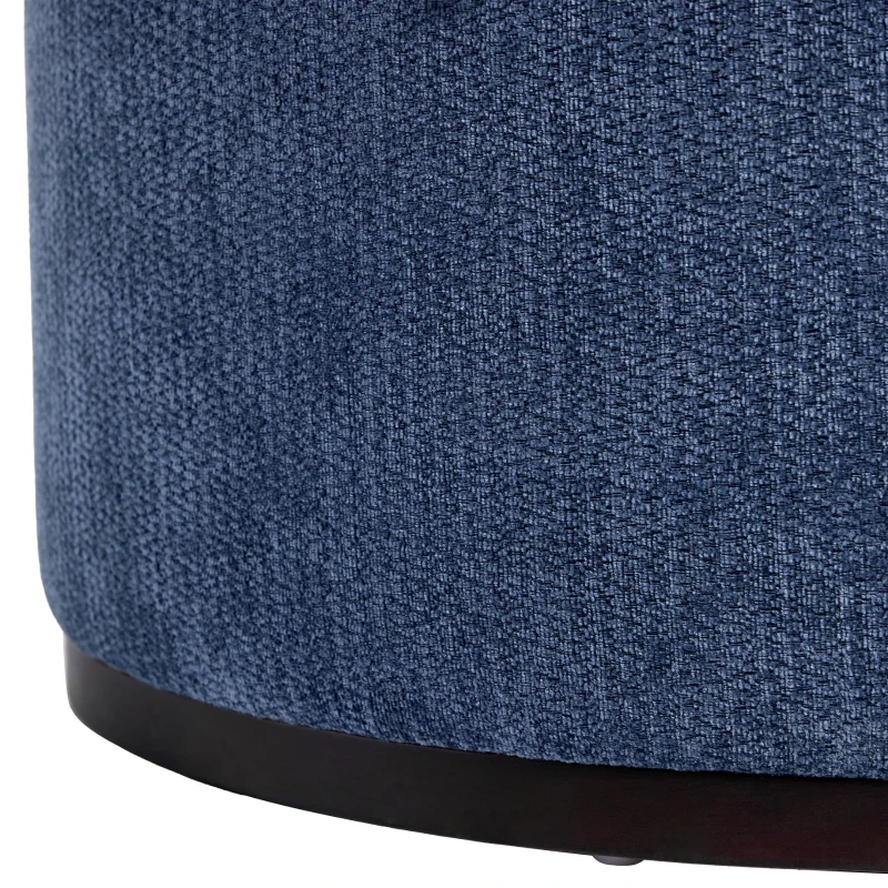 Elegant Round Storage Ottoman with Tufted Chenille and Removable Lid, Versatile Coffee Table for Living Room, 28'' L x 28" W x 16.5" H, Blue