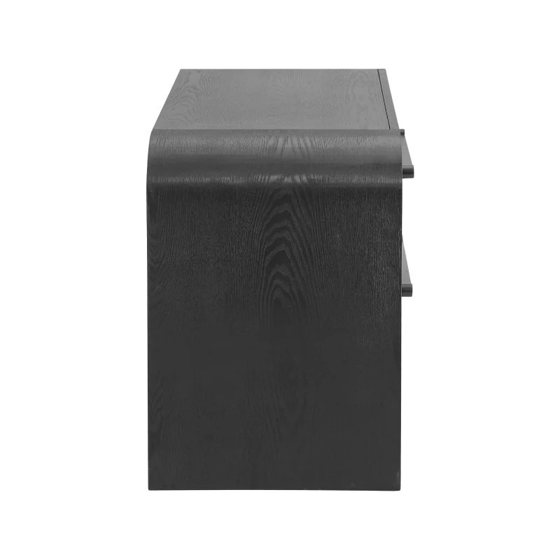 Minimalist Modern Nightstand Set of 2 with Black Metal Handles, Wooden Bedside Storage Tables for Bedroom, 28.5'' L x 15.5'' W x 23.5'' H, Black