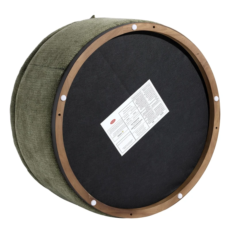 Elegant Round Storage Ottoman with Tufted Chenille and Removable Lid, Versatile Coffee Table for Living Room, 28'' L x 28" W x 16.5" H, Green