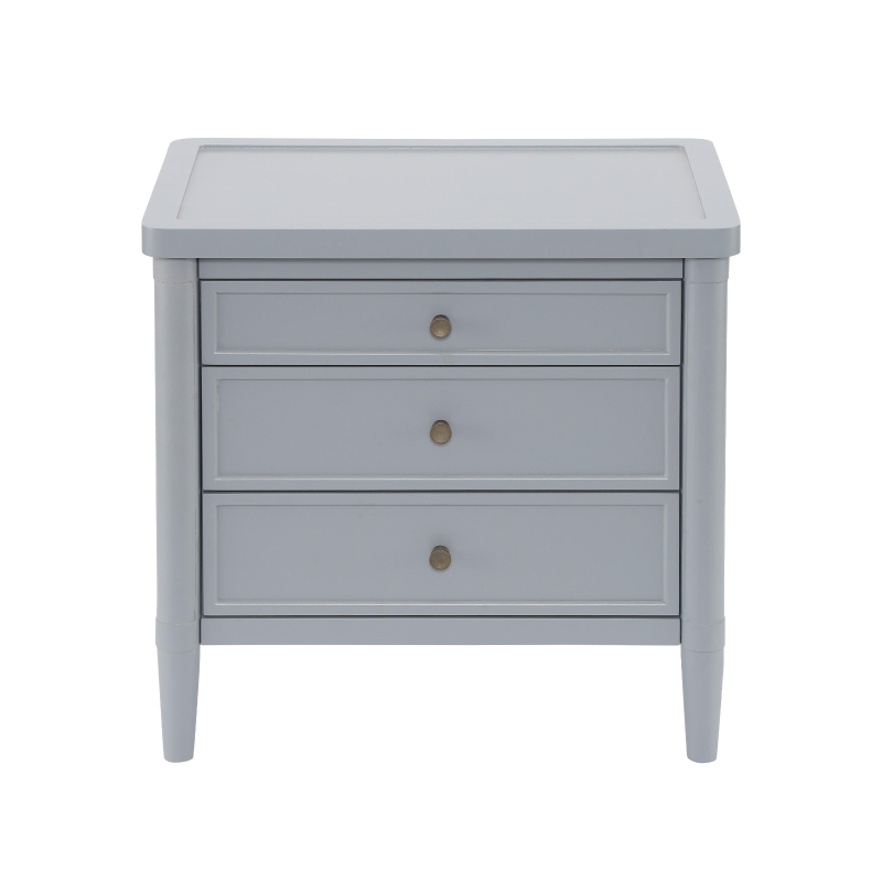 Modern Farmhouse Nightstand Set of 2 with 3 Storage Drawers, Wooden Bedside End Tables with Tapered Legs, 23.5'' L x 15.5'' W x 24.5'' H, Gray