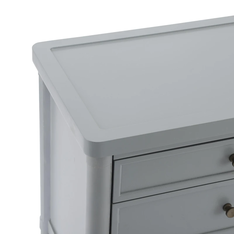 Modern Farmhouse Nightstand Set of 2 with 3 Storage Drawers, Wooden Bedside End Tables with Tapered Legs, 23.5'' L x 15.5'' W x 24.5'' H, Gray