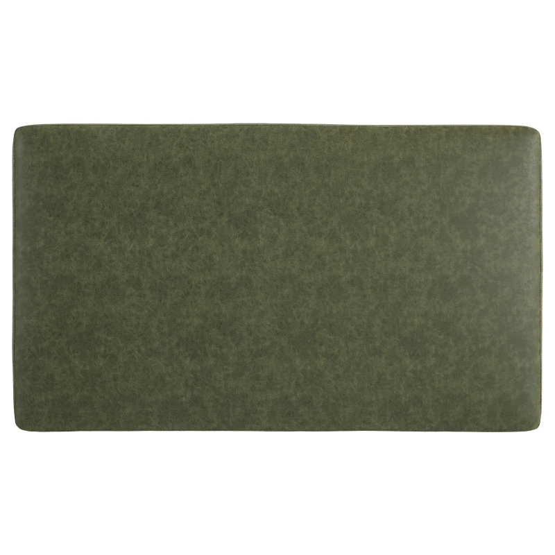 Sleek Large Ottoman with Faux Leather and Walnut Legs, Versatile Coffee Table for Living Room and Bedroom, 48" L × 27.5" W × 15.5" H, Green