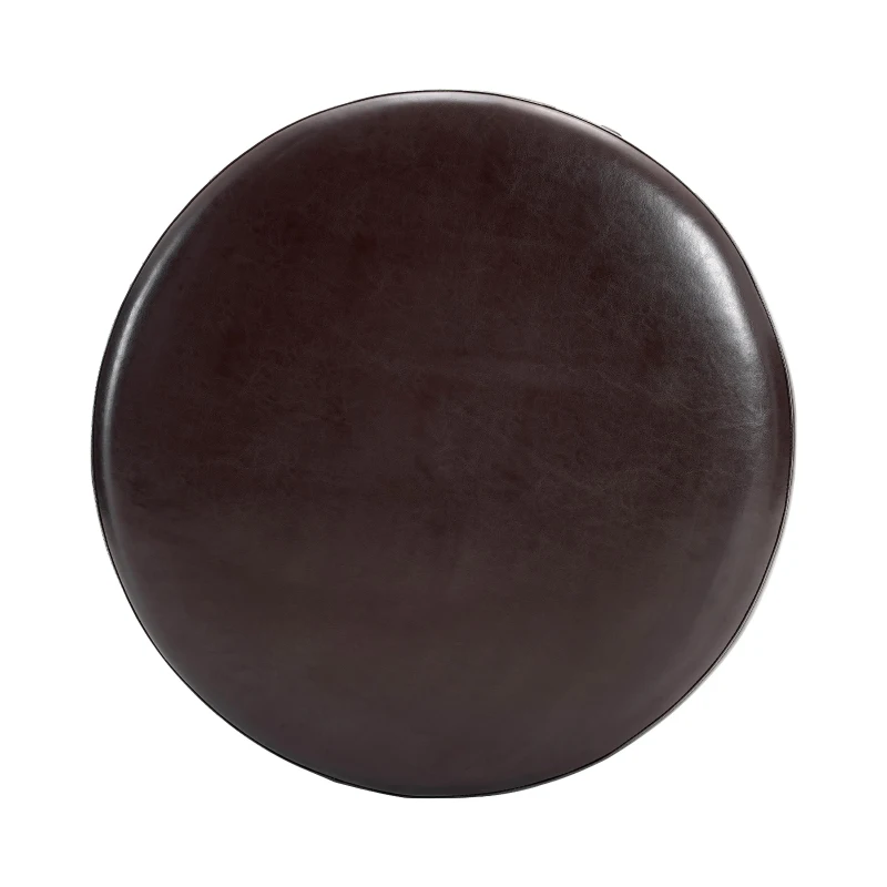 Stylish Round Storage Ottoman with Leather Upholstery, Versatile Coffee Table for Living Room and Bedroom, 32'' L x 32" W x 17.5" H, Dark Brown