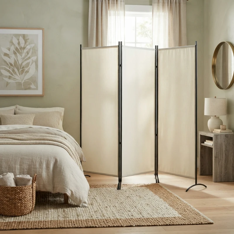 HOMCOM 6' 3 Panel Room Divider, Indoor Privacy Screen for Home, Beige
