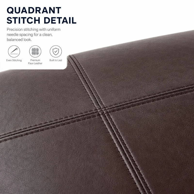 Modern Large Square Ottoman with PU Leather and Hidden Storage, Versatile Coffee Table for Living Room, 30.5'' L x 30.5" W x 17.5" H, Dark Brown