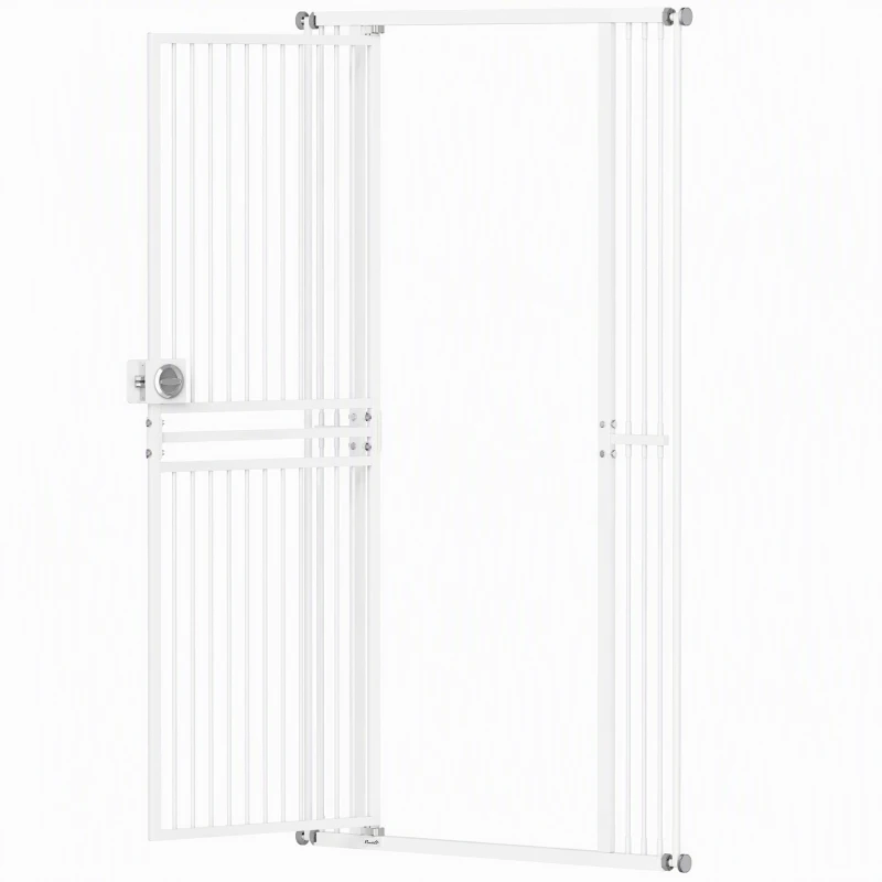 PawHut 71" Extra Tall Cat Gate,  29"-39" Wide Pet Gate with No Drilling, Narrow Spacing, Pull-Ring Latch, 2 Extension Kits