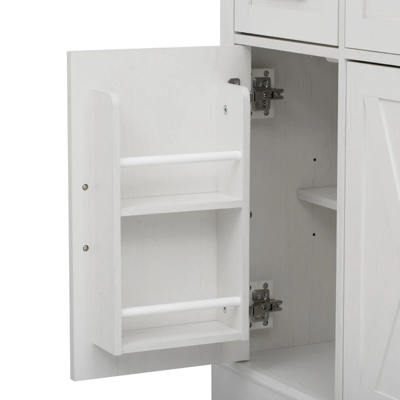 Farmhouse Buffet Cabinet with Metal Hardware and Wood Grain, Sturdy Sideboard for Kitchen and Dining Room, 55'' L x 15.5" W x 32" H, Vintage White