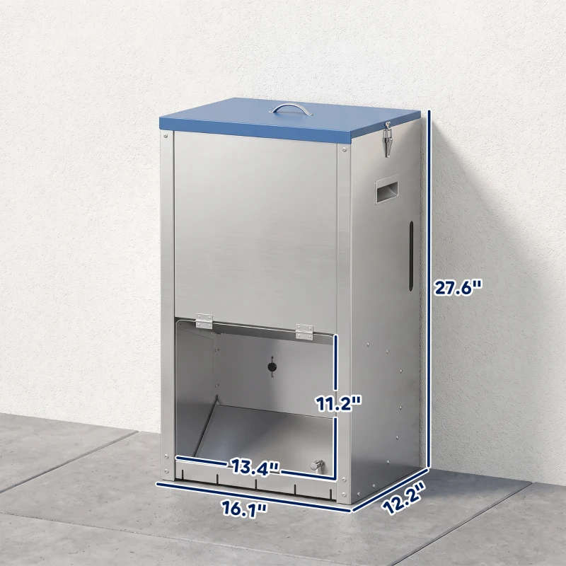 PawHut 50lbs Automatic Dog Feeder, Galvanized Gravity Pet Feeder with Lockable Clear Door, Indoor and Outdoor Use