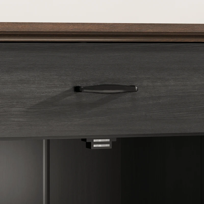 HOMCOM 55" Buffet Cabinet, Farmhouse Sideboard with 1.2" Thick Top, 4 Barn Doors, 2 Drawers and 2 Adjustable Shelves, Black