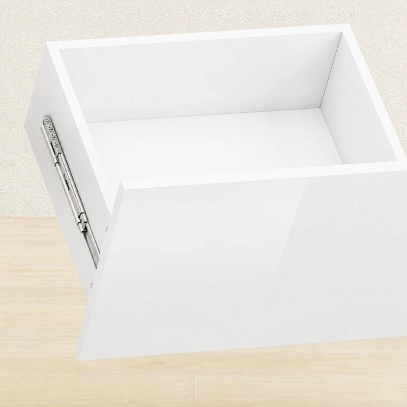 HOMCOM Modern Nightstand Set of 2, Narrow Bedside Table with 2 Drawers and High Gloss Drawer Fronts for Bedroom, White