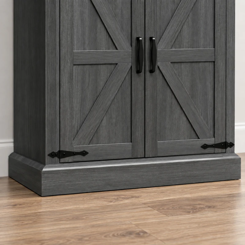 HOMCOM 30" Buffet Cabinet, Farmhouse Sideboard with 1.2" Thick Top, 2 Barn Doors, Drawer and Adjustable Shelf, Black